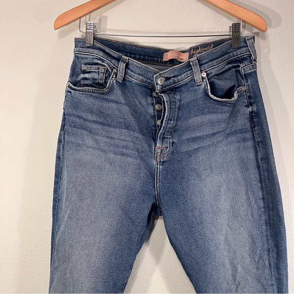 7 FAM For All Mankind Button Fly Classic Blue Women's Jeans Size 32 - Picture 2 of 13